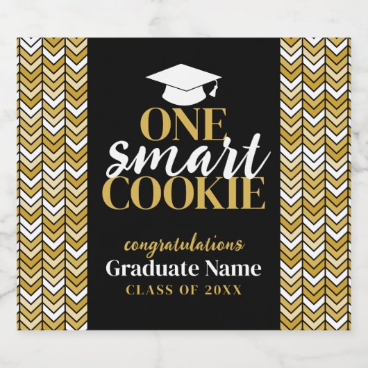 One Smart Cookie - Modern Zwart Goud Afstuderen Bier Etiket (Enkel label)