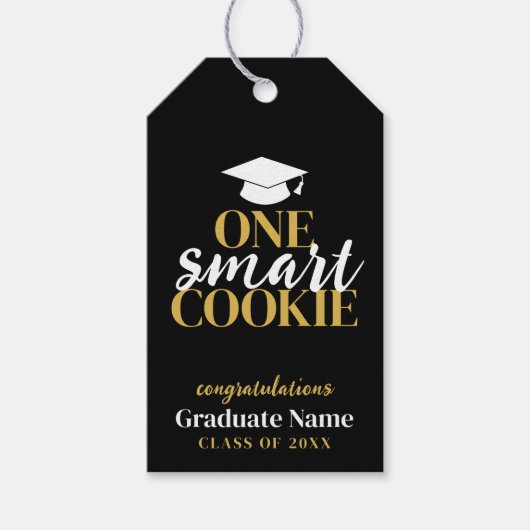 One Smart Cookie - Modern Zwart Goud Afstuderen Cadeaulabel (Voorkant)