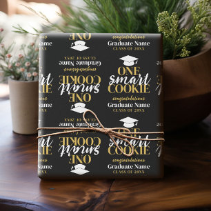 One Smart Cookie - Modern Zwart Goud Afstuderen Cadeaupapier