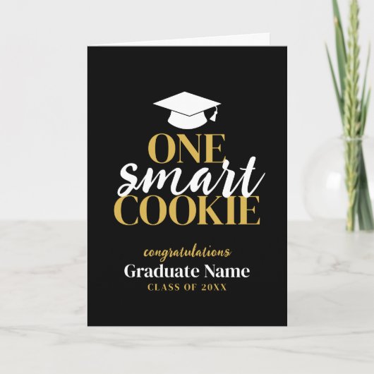 One Smart Cookie - Modern Zwart Goud Afstuderen Kaart (Voorkant)