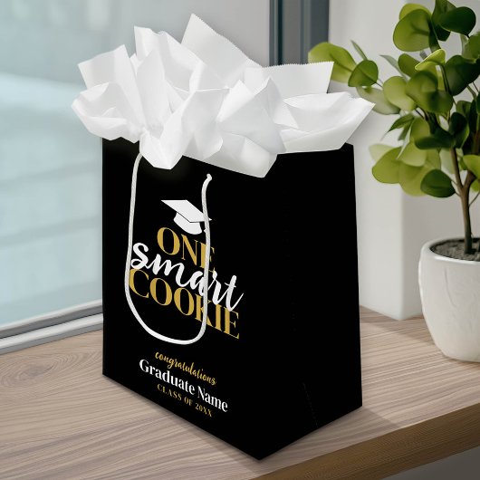 One Smart Cookie - Modern Zwart Goud Afstuderen Medium Cadeauzakje