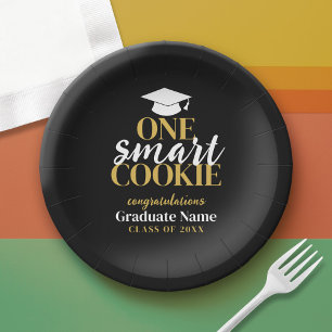 One Smart Cookie - Modern Zwart Goud Afstuderen Papieren Bordje