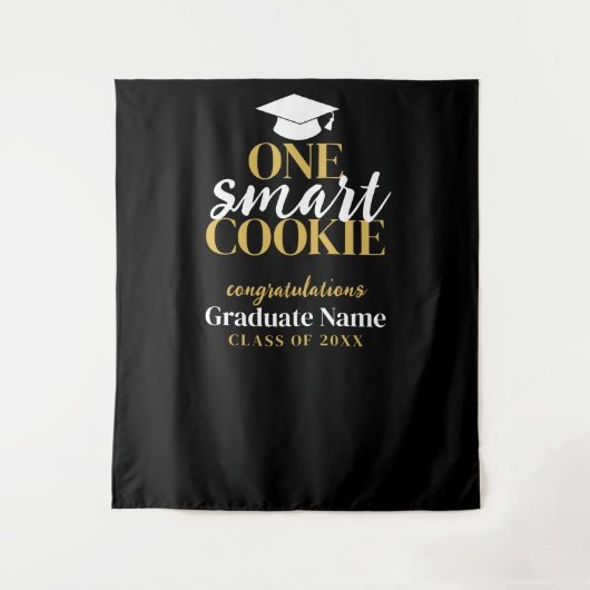 One Smart Cookie - Modern Zwart Goud Afstuderen Wandkleed (Voorkant)