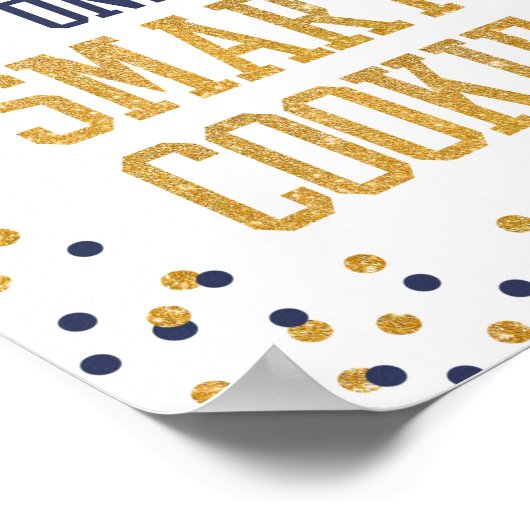 One Smart Cookie Navy & Gold Afstuderen Sign Poster (Hoek)