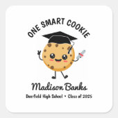 "One Smart Cookie" Schattige Grappig Afstuderen De Vierkante Sticker (Voorkant)