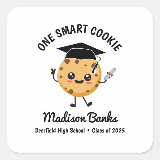 "One Smart Cookie" Schattige Grappig Afstuderen De Vierkante Sticker (Voorkant)