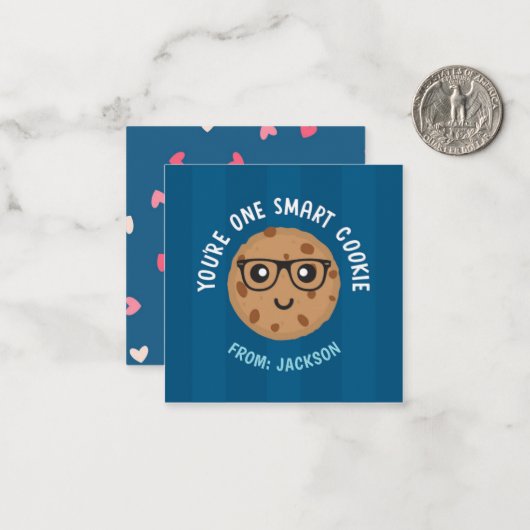 One Smart Cookie Valentijnsdag Sticker Notitiekaartje (Voorkant / Achterkant in situ)