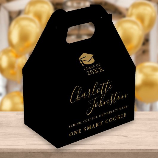 One Smart Cookie Zwart en Gouden Afstudeerfeest Bedankdoosjes