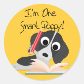 One Smart Puppy Ronde Sticker (Voorkant)