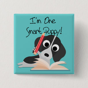 One Smart Puppy Vierkante Button 5,1 Cm