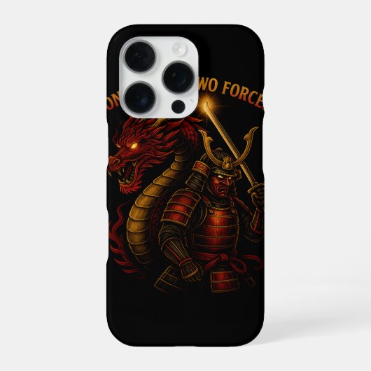One Spirit, Two Forces | Samurai & Dragon iPhone Hoesje (Achterkant)