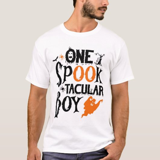 One Spook Tacular Boy retro Halloween vibes T-shirt (Voorkant)