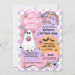 One Spooky Babe Halloween Ghost 1st Birthday Kaart