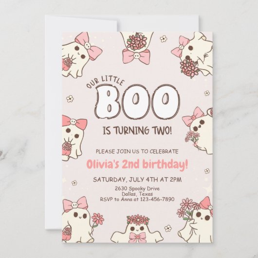 One Spooky Babe Retro Halloween Tweede Verjaardag Kaart (Voorkant)