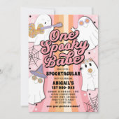 One Spooky Babe Retro Roze Halloween 1e verjaardag Kaart (Voorkant)