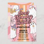 One Spooky Babe Retro Roze Halloween 1e verjaardag Kaart (Voorkant / Achterkant)