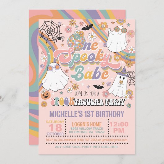 One Spooky Babe Verjaardagsuitnodiging - Meisje (r Kaart (Voorkant / Achterkant)