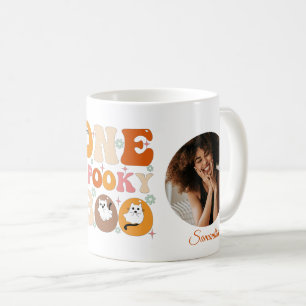 One Spooky Boo Groovy Halloween Kat Ghost Foto Koffiemok