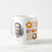 One Spooky Boo Groovy Halloween Kat Ghost Foto Koffiemok (Voorkant links)