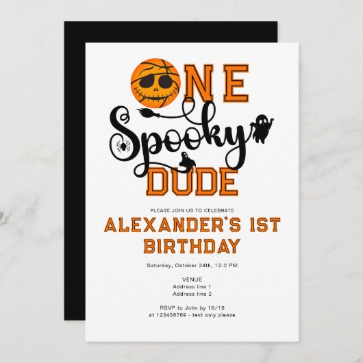 One Spooky Dude Basketball Boys Read Kids Verjaard Kaart (Voorkant / Achterkant)