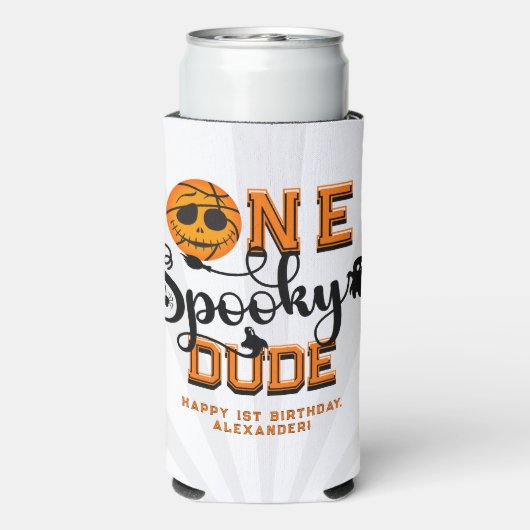 One Spooky Dude Basketball Boys Read Kids Verjaard Seltzer Blikjeskoeler (Seltzer Achterkant)