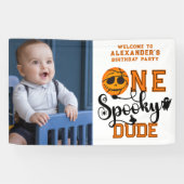 One Spooky Dude Basketball Boys Verjaardag Welkom Spandoek (Horizontaal)