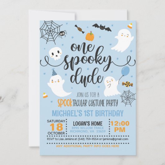 One Spooky Dude Costume Verjaardag Uitnodiging (Voorkant)