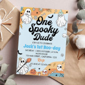 One Spooky Dude Ghost Verjaardag uitnodiging