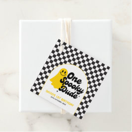 One Spooky Dude Groovy Halloween Eerste Verjaardag Bedankjes Labels