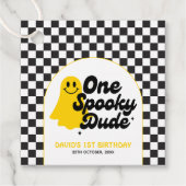 One Spooky Dude Groovy Halloween Eerste Verjaardag Bedankjes Labels (Voorkant)