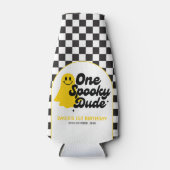One Spooky Dude Groovy Halloween Eerste Verjaardag Flesjeskoeler (Voorkant)