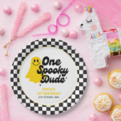 One Spooky Dude Groovy Halloween Eerste Verjaardag Papieren Bordje (Feest)