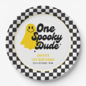 One Spooky Dude Groovy Halloween Eerste Verjaardag Papieren Bordje (Voorkant)