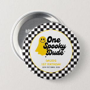 One Spooky Dude Groovy Halloween Eerste Verjaardag Ronde Button 7,6 Cm