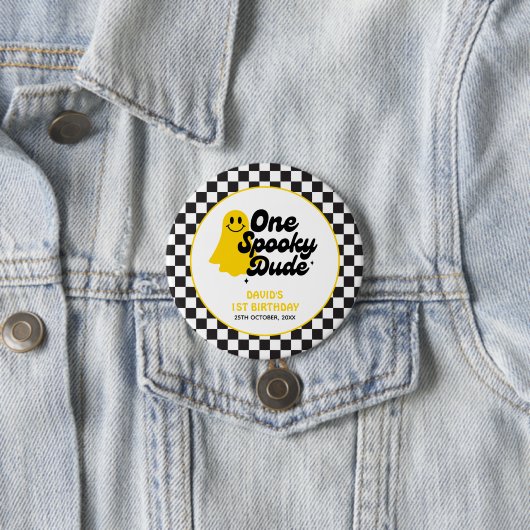 One Spooky Dude Groovy Halloween Eerste Verjaardag Ronde Button 7,6 Cm (In situ)