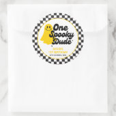 One Spooky Dude Groovy Halloween Eerste Verjaardag Ronde Sticker (Tas)