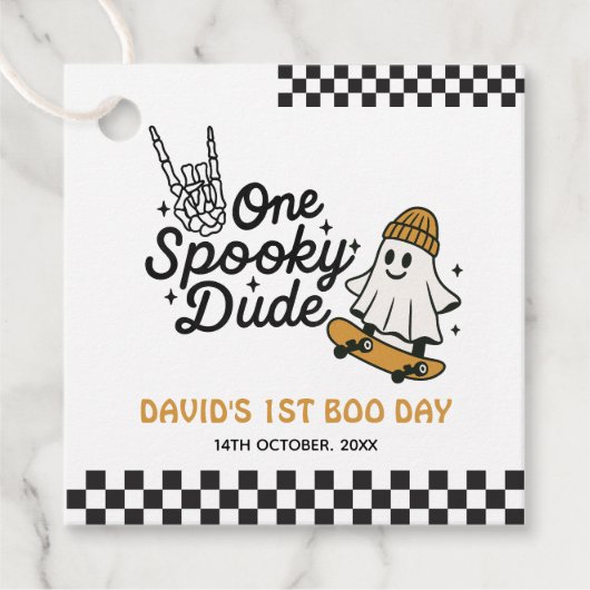 One Spooky Dude Halloween Verjaardag Bedankjes Labels (Voorkant)