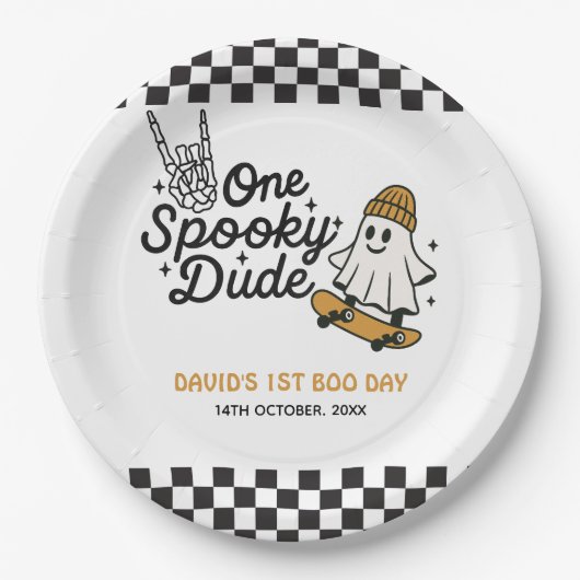 One Spooky Dude Halloween Verjaardag Papieren Bordje (Voorkant)