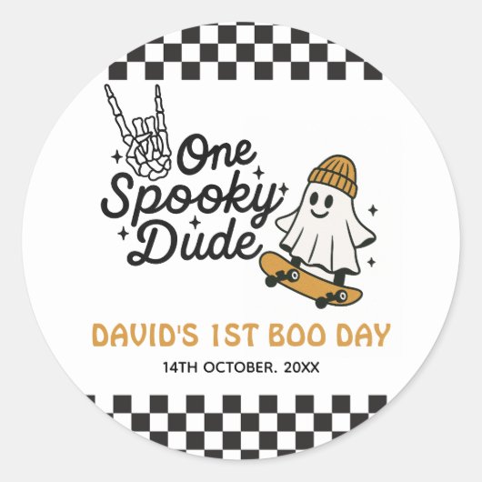 One Spooky Dude Halloween Verjaardag Ronde Sticker (Voorkant)