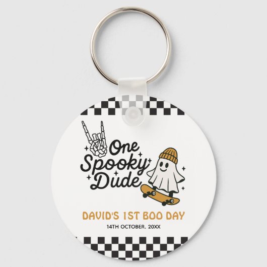 One Spooky Dude Halloween Verjaardag Sleutelhanger (Voorkant)