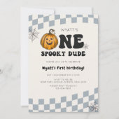 One Spooky Dude Pumpkin Hallowen 1st Birthday Kaart (Voorkant)