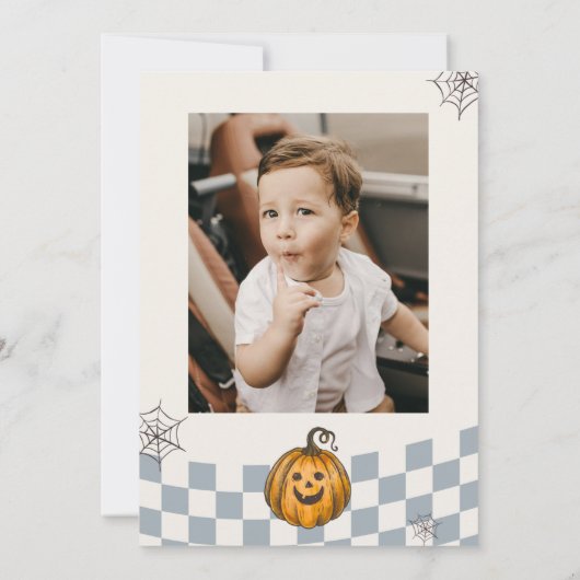 One Spooky Dude Pumpkin Hallowen 1st Birthday Kaart (Achterkant)