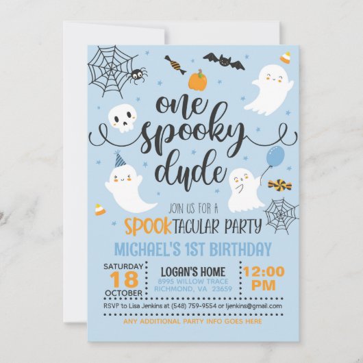 One Spooky Dude Verjaardagsuitnodiging - Jongen (B Kaart (Voorkant)