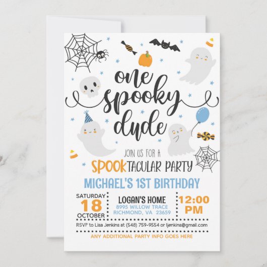 One Spooky Dude Verjaardagsuitnodiging - Jongen (W Kaart (Voorkant)