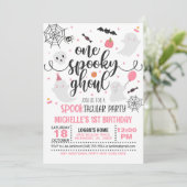 One Spooky Ghoul verjaardagsuitnodiging - Meisje ( Kaart (Staand voorkant)