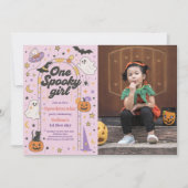 One Spooky Girl Halloween Ghost 1st Birthday Foto Kaart (Voorkant)