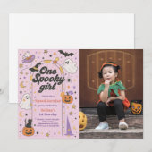 One Spooky Girl Halloween Ghost 1st Birthday Foto Kaart (Voorkant / Achterkant)