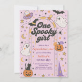 One Spooky Girl Halloween Ghost 1st Birthday Kaart (Voorkant)