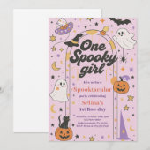 One Spooky Girl Halloween Ghost 1st Birthday Kaart (Voorkant / Achterkant)