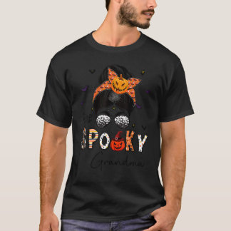 One Spooky Grandma Messy Bun Grandma Pumpkin Hallo T-shirt